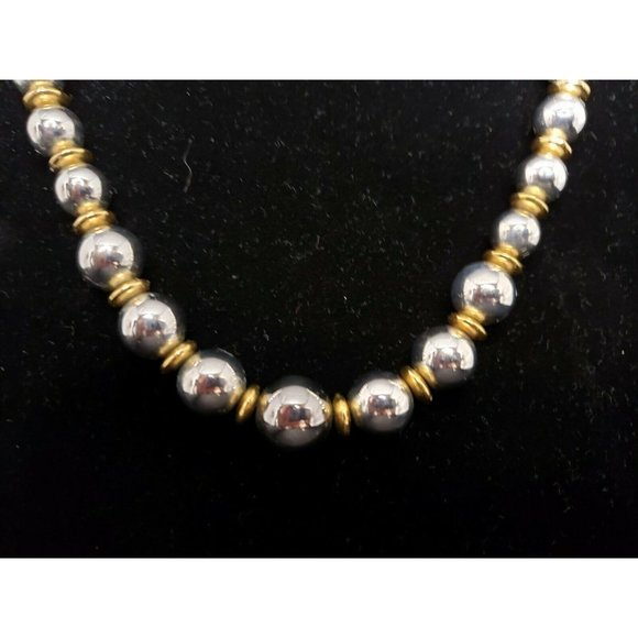 Liz Claiborne Gold and Silver Tone Graduated Bead 17.5 in. Choker Necklace - Picture 2 of 6